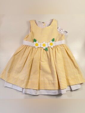 NWT Florence Eiseman Yellow Striped Flowers Dress 2T